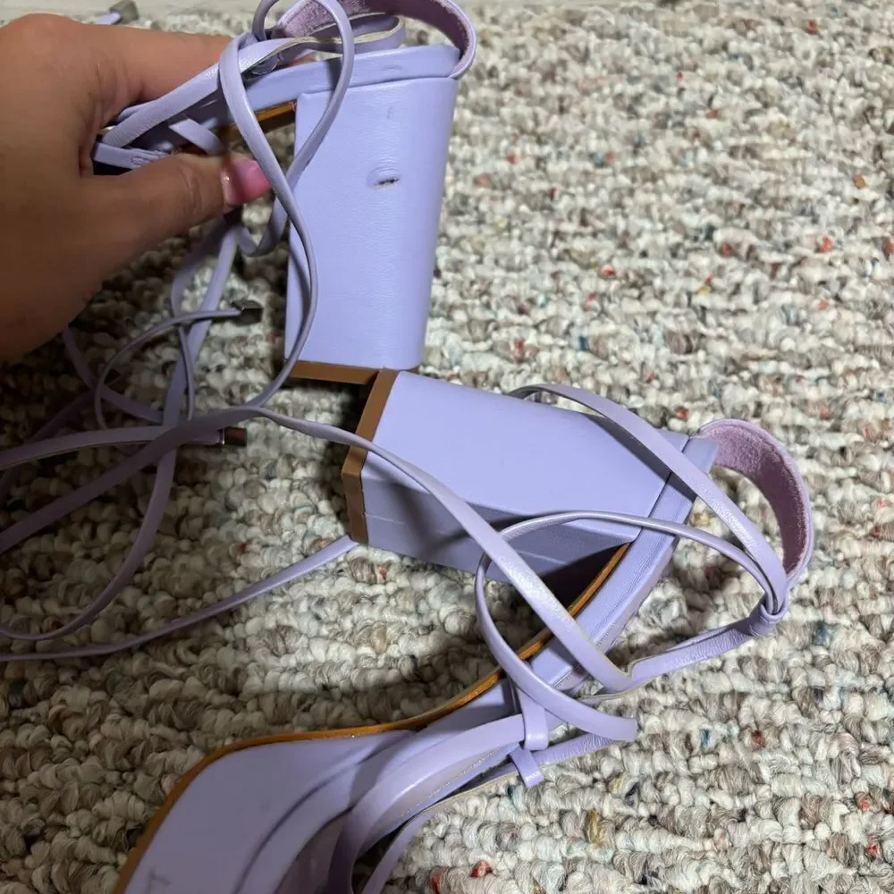 SCHUTZ Glenna Platform Leather Sandal Smokey Grape Purple 3.5” Heel- Size 8
